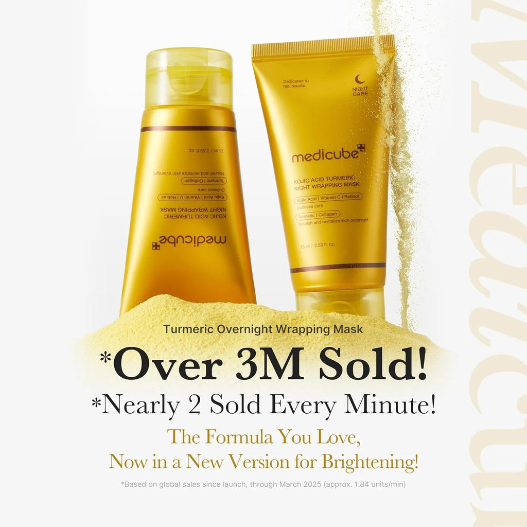 Medicube Kojic Acid Turmeric Night Wrapping Mask – Overnight Brightening & Hydrating Mask with Vitamin C, Retinol & Collagen (75 ml)