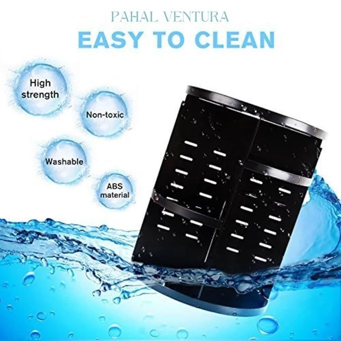 360° Rotating Makeup Organizer | Large Capacity Clear Vanity Storage Tower